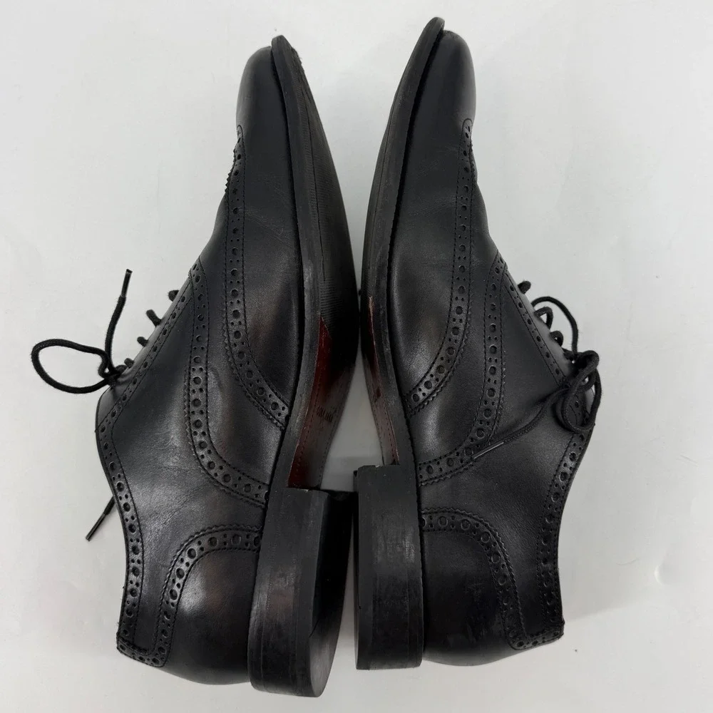 Cole Haan Mens Black Leather Wingtip Oxford Brogue Dress Shoes Size 11M